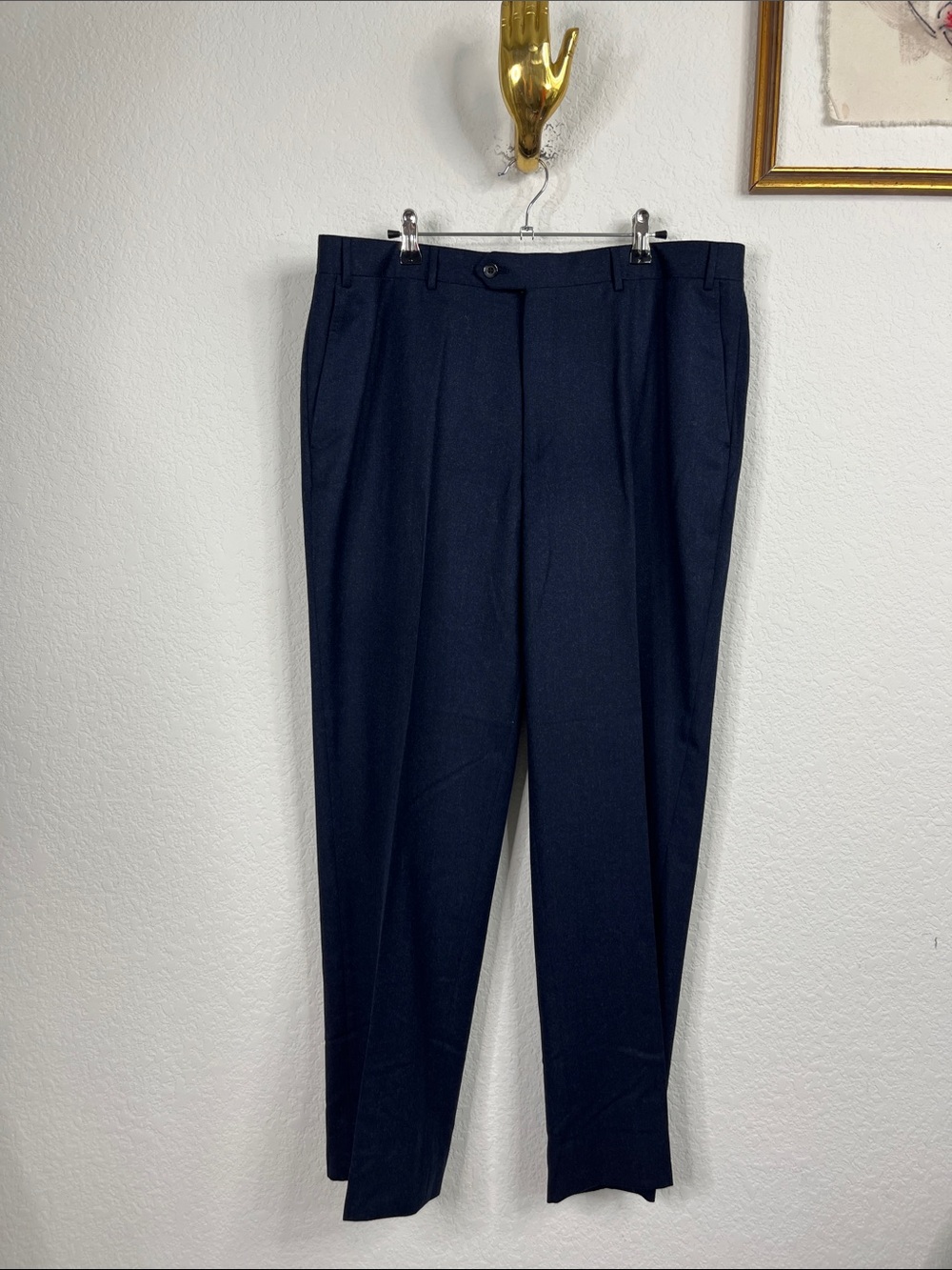 Corneliani Flat Front Extra Fine Wool Navy Pants Trousers Slacks